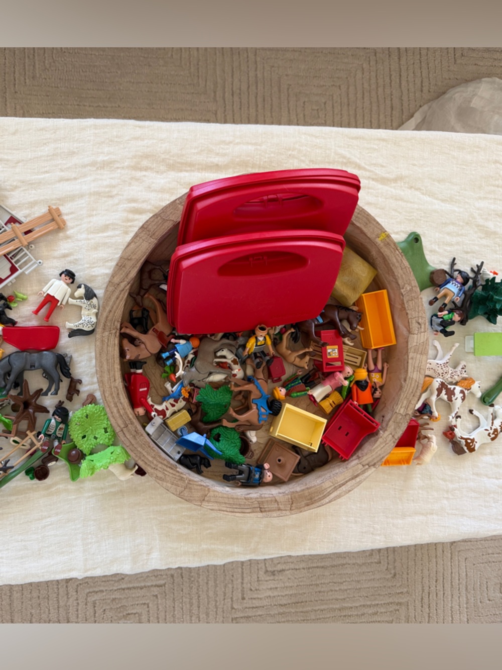 Playmobil Mixed Lot w/ Figures, Animals & Accessories + 2 Carry Cases